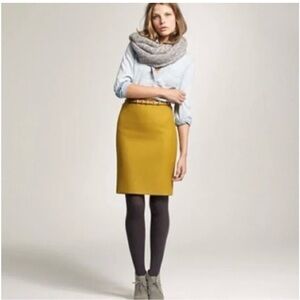 J.Crew No. 2 Wool Blend Pencil Skirt Mustard Yellow Lined Sz 6 Classic Workwear